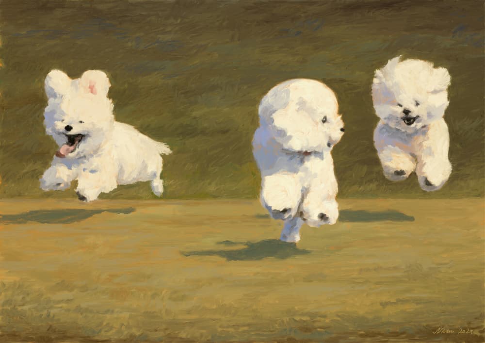 Three Dogs Running by NKTN — canvas wall art