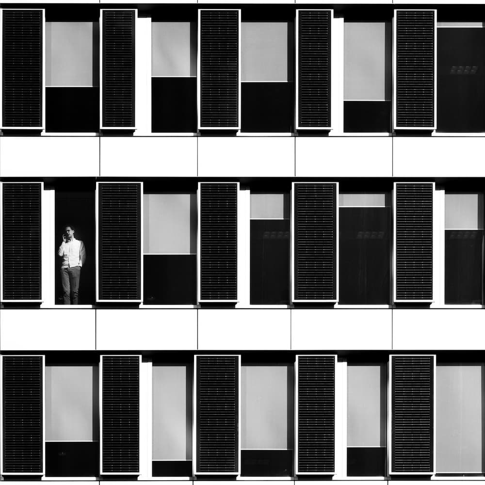 Man in Urban Grid by Jeroen van de Wiel — canvas wall art