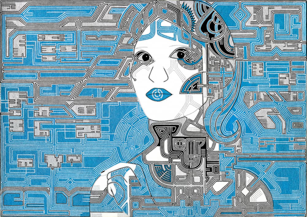 Digital Circuit Woman by Iona Gilburt — canvas wall art