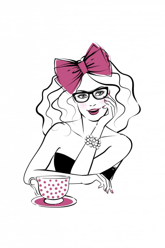 Chic Bow And Tea by Martina — canvas wall art