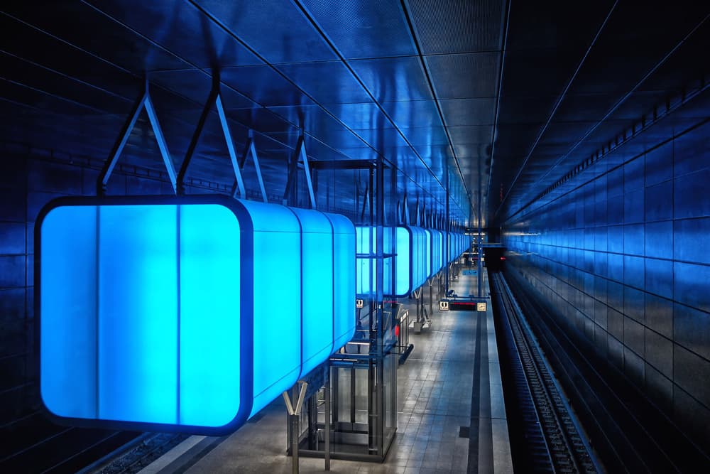 Blue Metro Station by Burghard Nitzschmann — canvas wall art