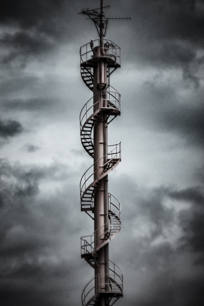 Industrial Spiral Tower by Tomoshi Hara — canvas wall art