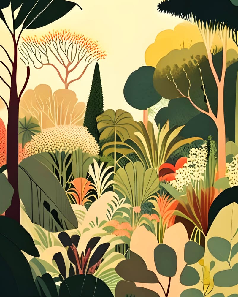 Tropical Forest Landscape by Uma Gokhale — canvas wall art