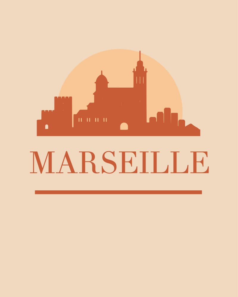 Marseille Skyline Silhouette by Emiliano Deificus — canvas wall art