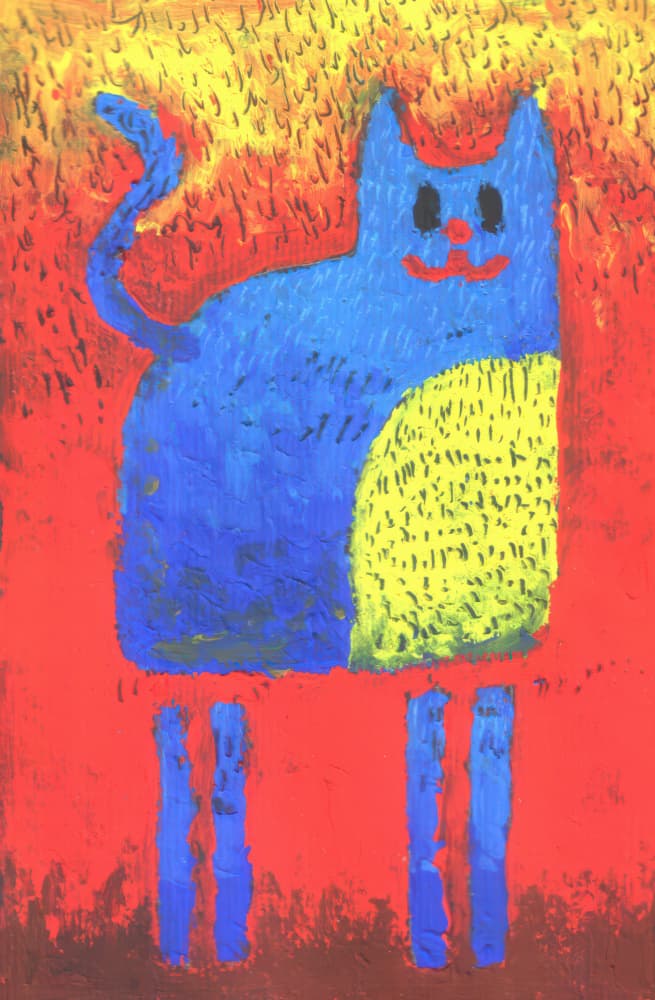 Whimsical Blue Cat by Kulik — canvas wall art
