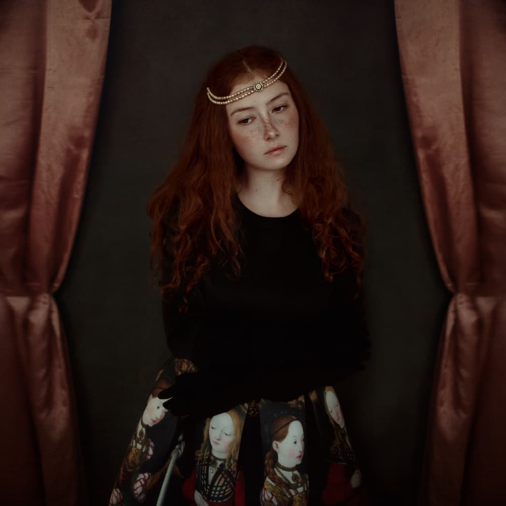 Pensive Redhead Portrait by Raluca Arhire — canvas wall art