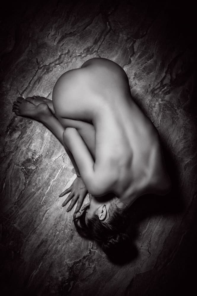 Curled Nude Female Form by Ruslan Bolgov — canvas wall art
