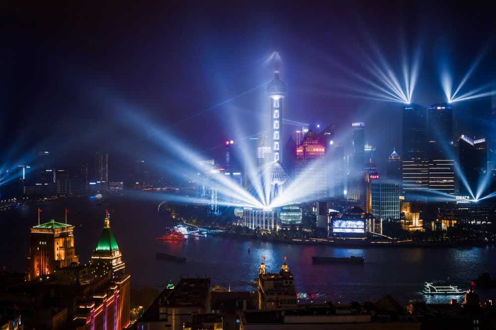 Dramatic City Night Lights by Hanping Xiao — canvas wall art