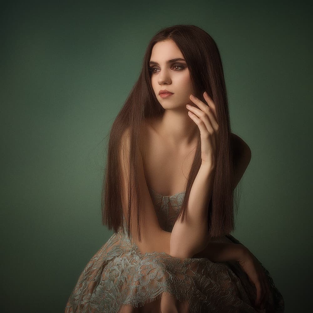 Pensive Woman Portrait by Alexandra Fira — canvas wall art