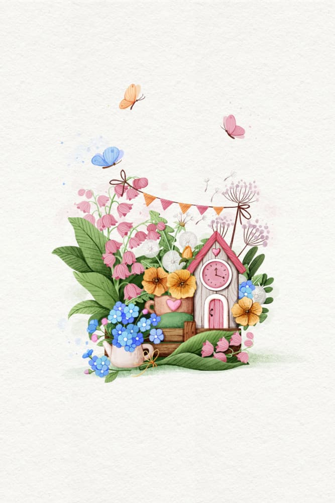Colorful Cottage Garden by Xuan Thai — canvas wall art