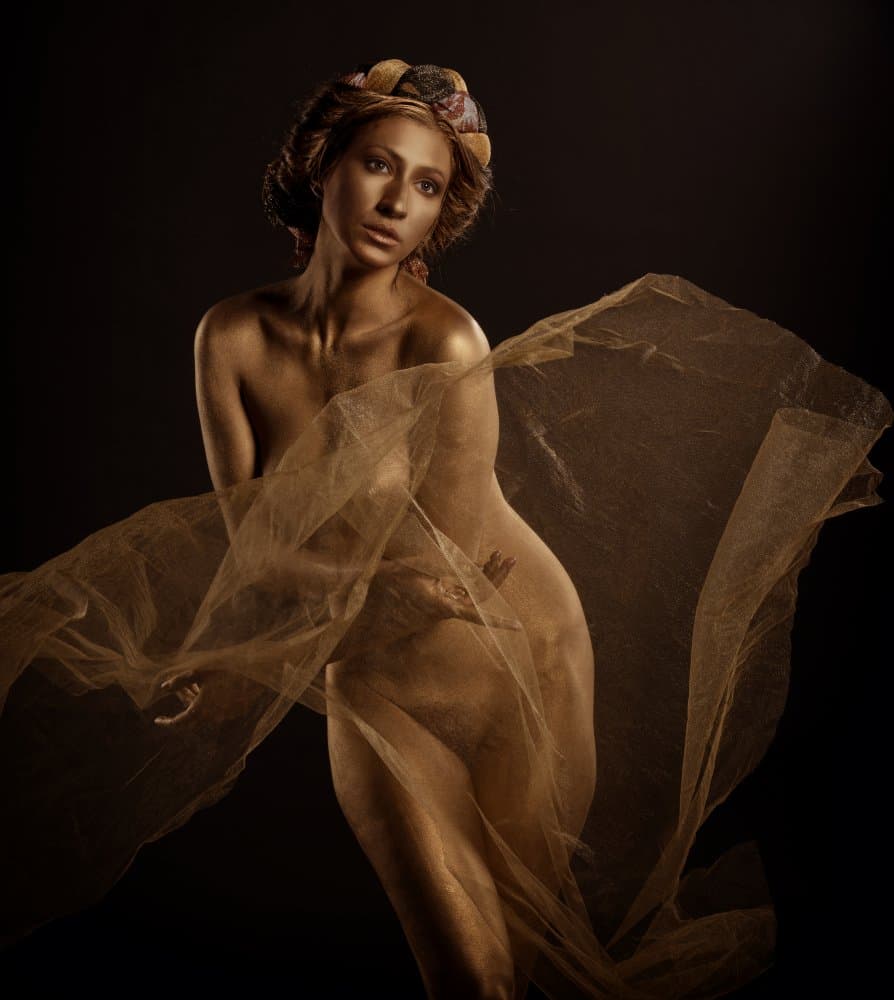 Golden Muse Portrait by James Yang — canvas wall art