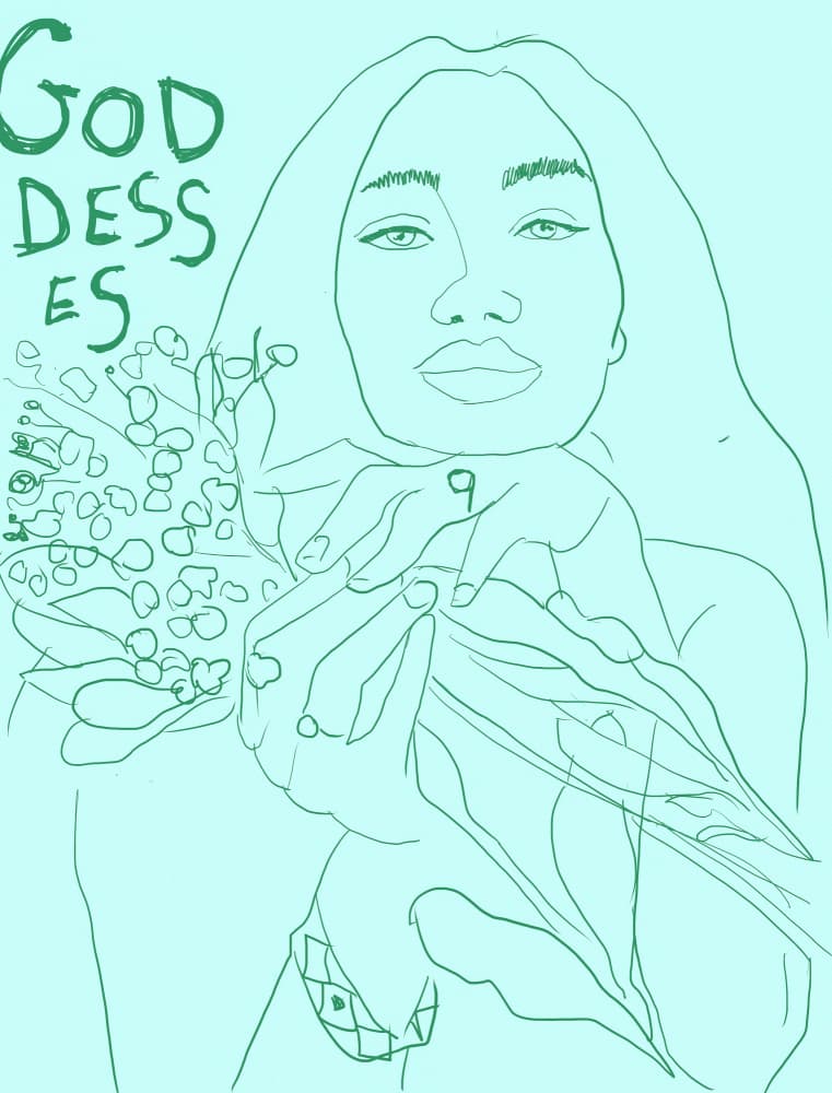 Green Goddess Portrait by Beate Tubach — canvas wall art