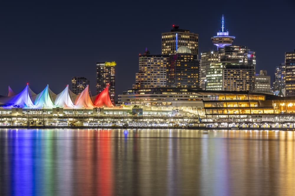 Vancouver Waterfront Night by Melanie Viola — canvas wall art