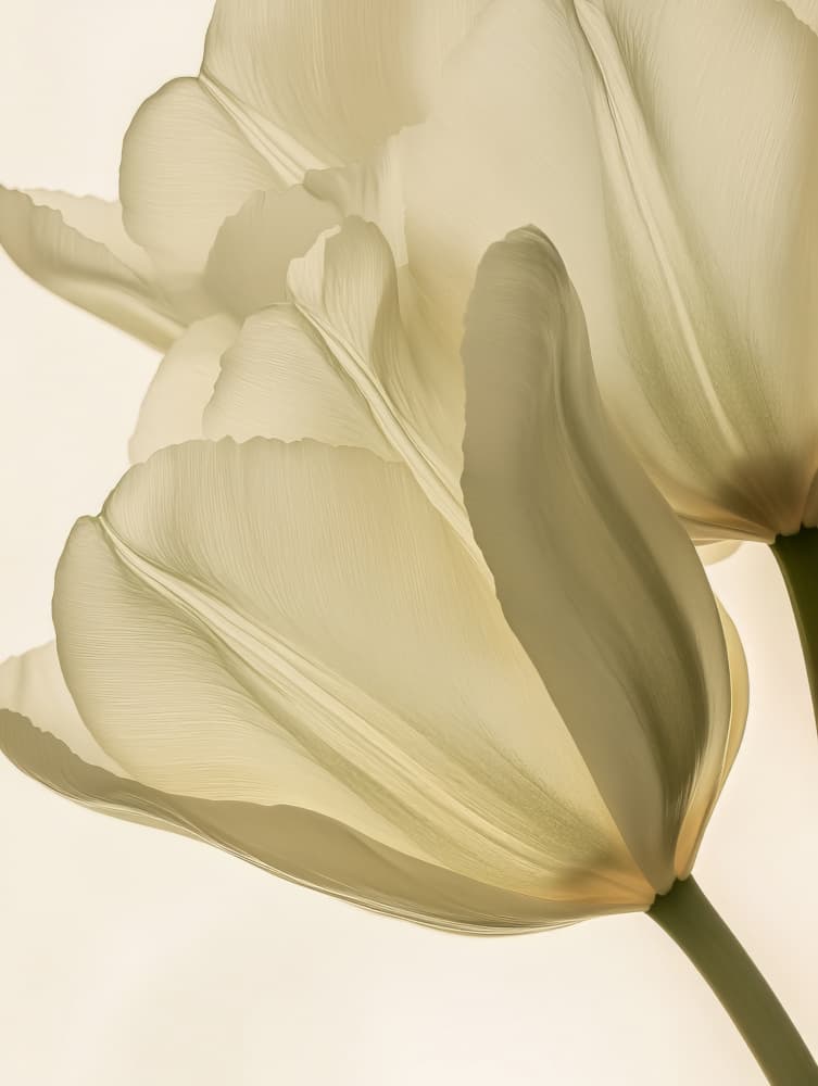 Elegant White Tulips by Bilge Paksoylu — canvas wall art
