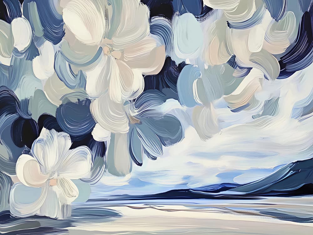 Blue Floral Landscape by Avanesova Elena — canvas wall art