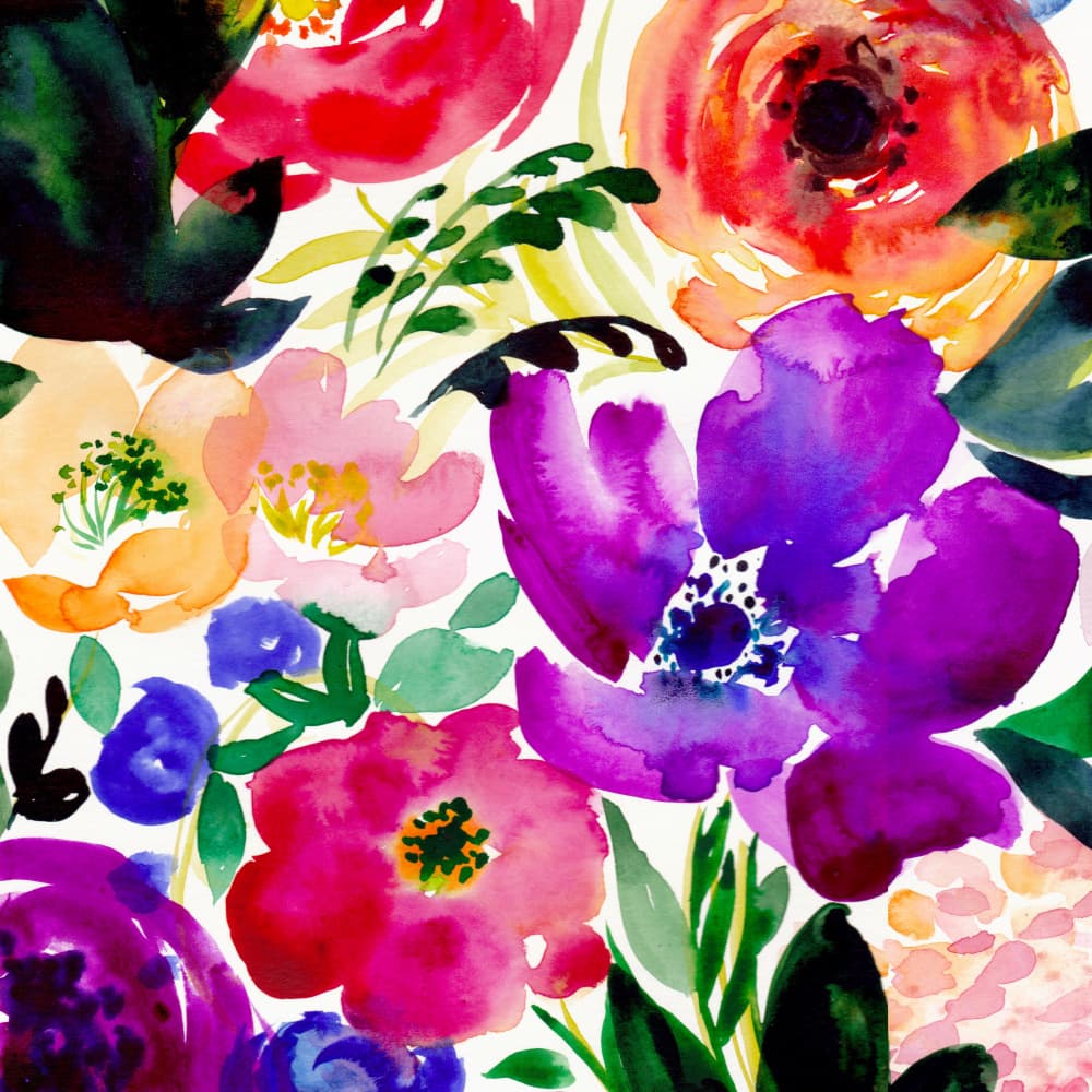 Vibrant Watercolor Flowers by Christine Lindstrom — canvas wall art