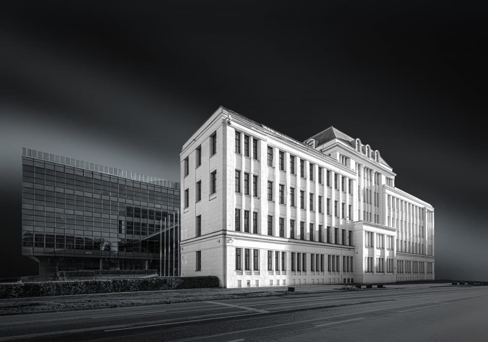 Urban Architectural Contrast by Roland M Schwerdtfeger — canvas wall art