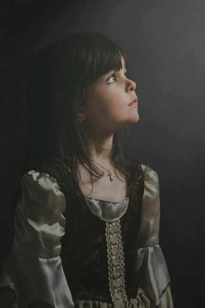 Innocent Girl Looking Up by Stephen Clough — canvas wall art