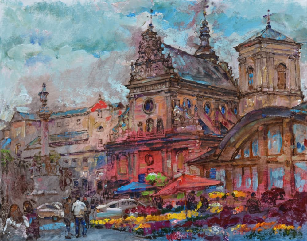 Vibrant City Market by Andrii Kutsachenko — canvas wall art