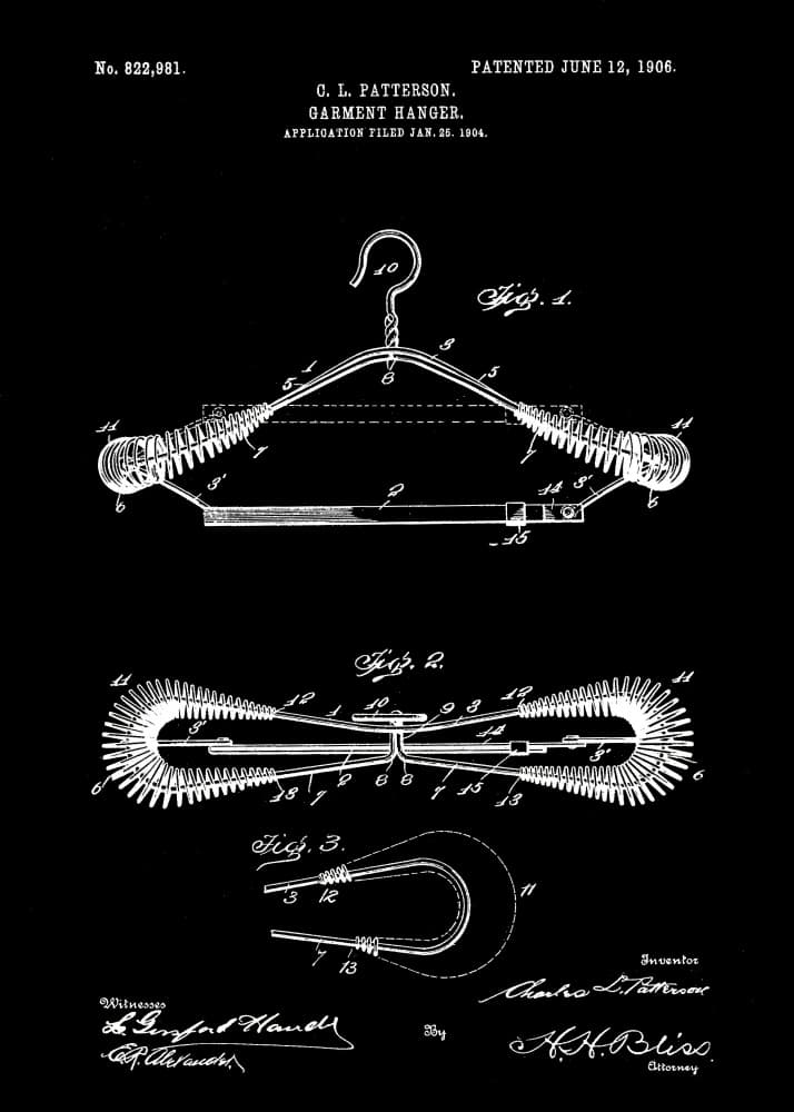 Vintage Garment Hanger Patent by Andreas Magnusson — canvas wall art
