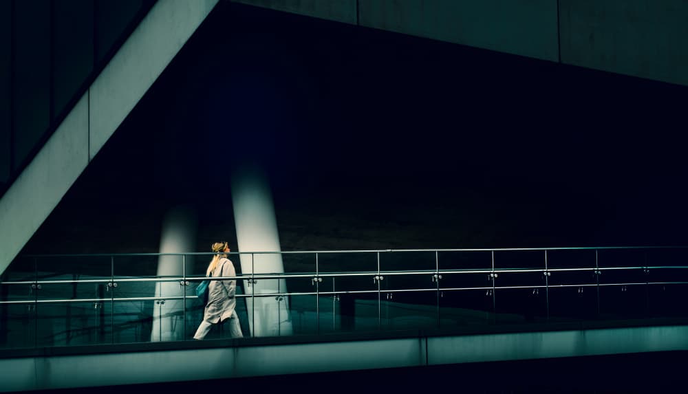 Woman In Modern Architecture by Rolf Endermann — canvas wall art