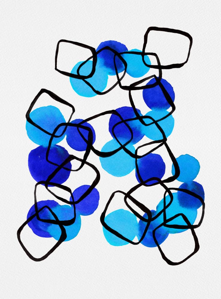 Dynamic Blue Shapes by Michele Channell — canvas wall art