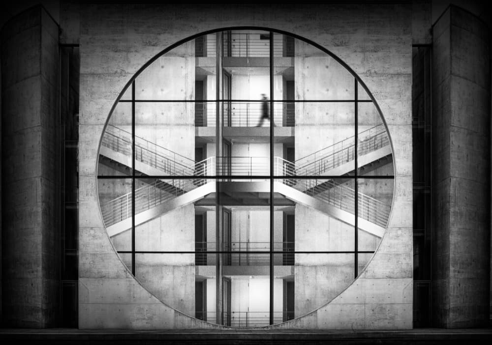 Circular Window Stairs by Maurits De Groen — canvas wall art