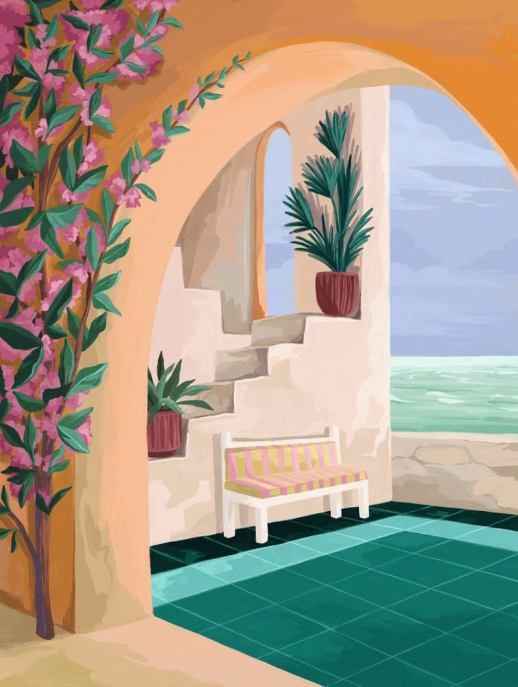 Bench with a view by Goed Blauw — canvas wall art