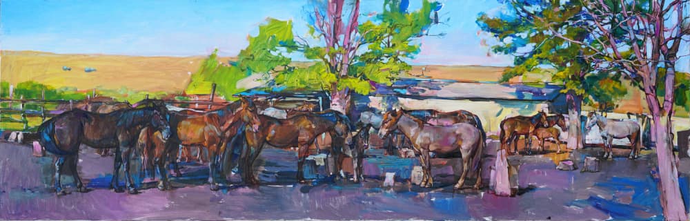 Horses At The Stable by Andrii Kutsachenko — canvas wall art