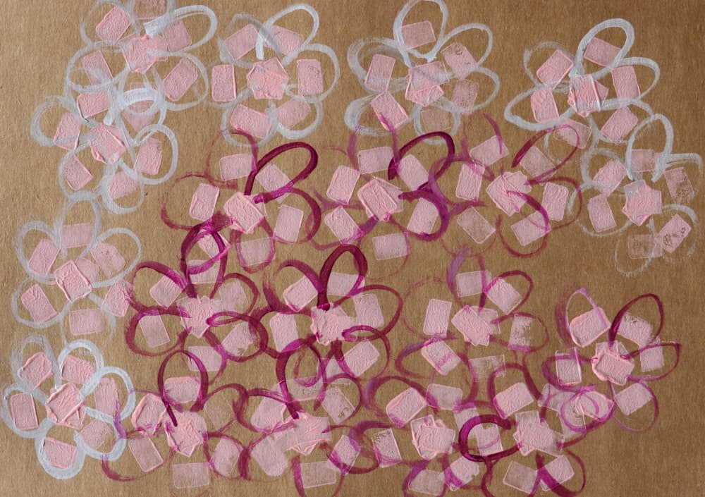 Abstract Pink Flowers by Santhosh ch — canvas wall art