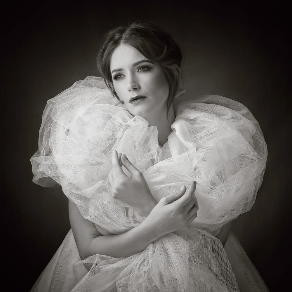 Thoughtful Woman in Tulle by Catchlight Studio — canvas wall art