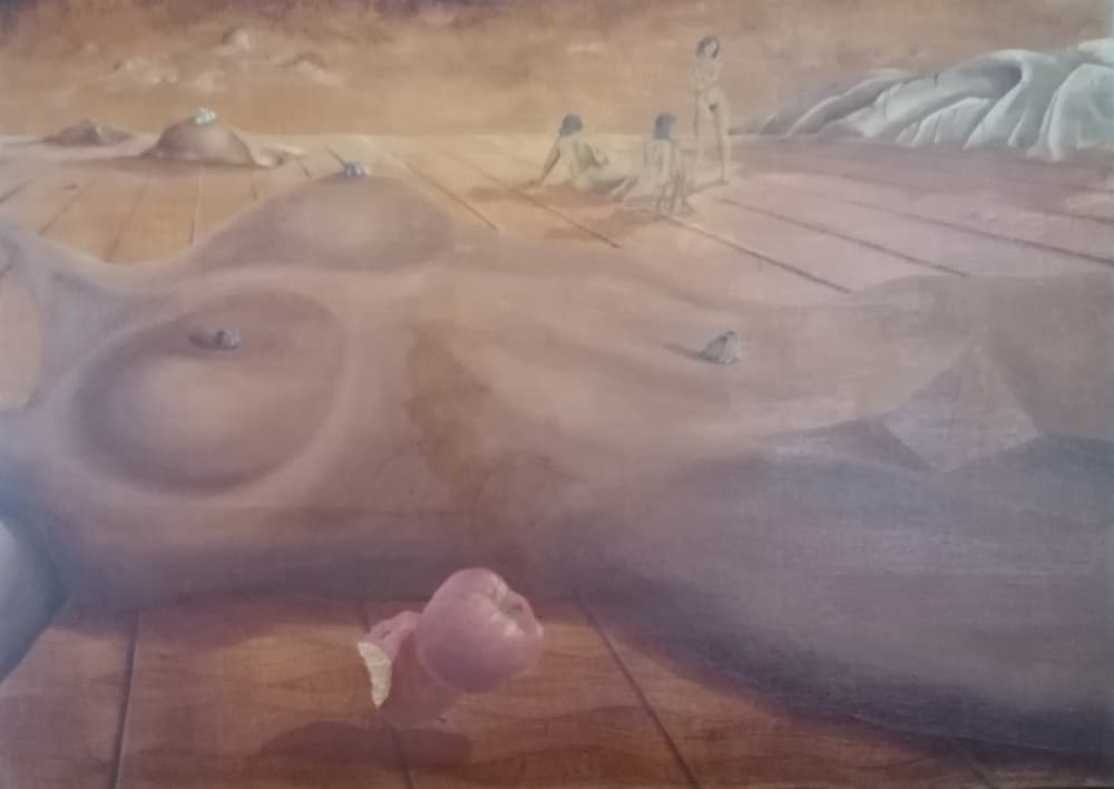 Dreams of Comunity 1989 Oil Panel 70x50x1 by Stefano Mazzolini — canvas wall art