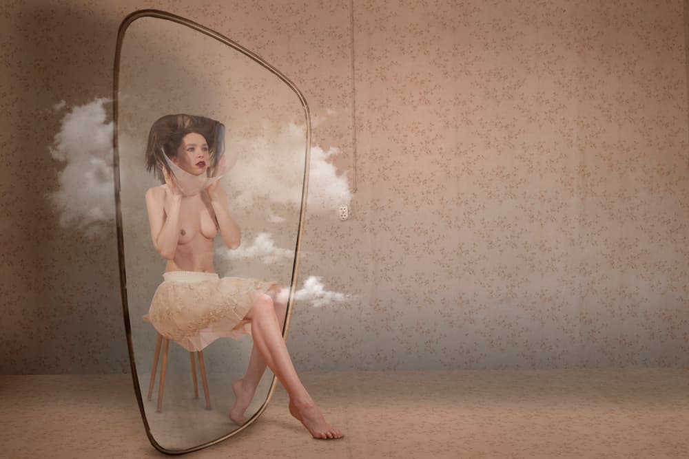 Woman In Cloud Bubble by Christine von Diepenbroek — canvas wall art