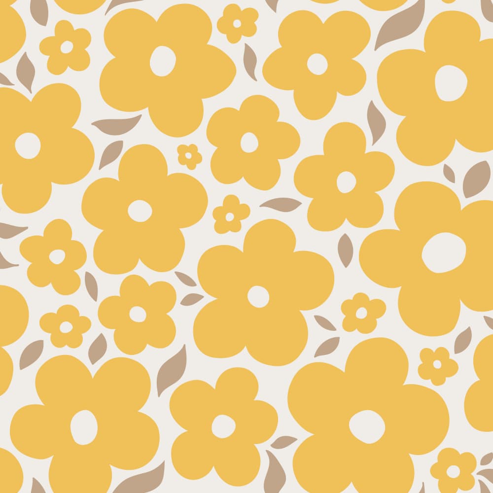 Retro Yellow Floral Pattern by Alexandra Weise — canvas wall art