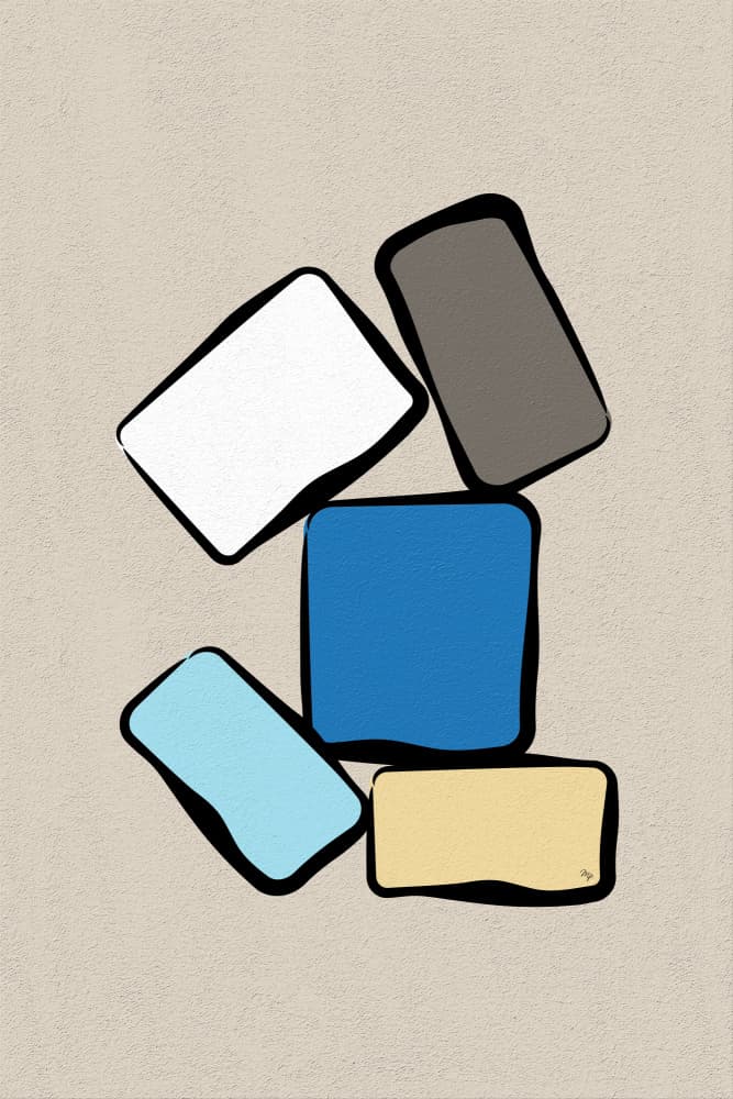 Stacked Geometric Blocks by Martina — canvas wall art