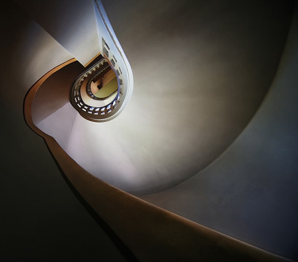 Elegant Winding Staircase by Holger Droste — canvas wall art