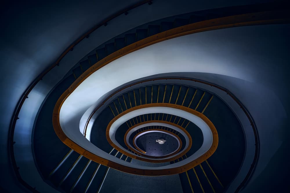 Elegant Spiral Staircase by MingLun Tsai (蔡明倫) — canvas wall art