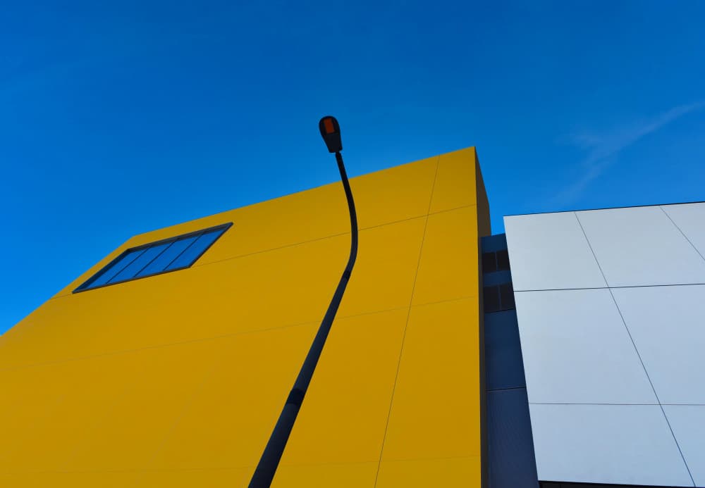 Striking Yellow Architecture by Arnon Orbach — canvas wall art