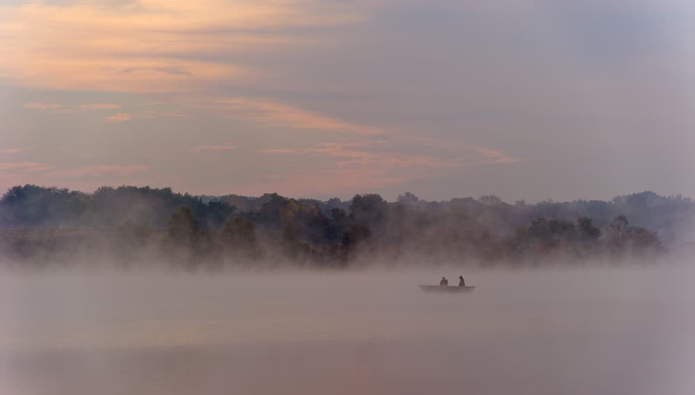 Misty Morning Lake by 李从军 / Austin Li — canvas wall art