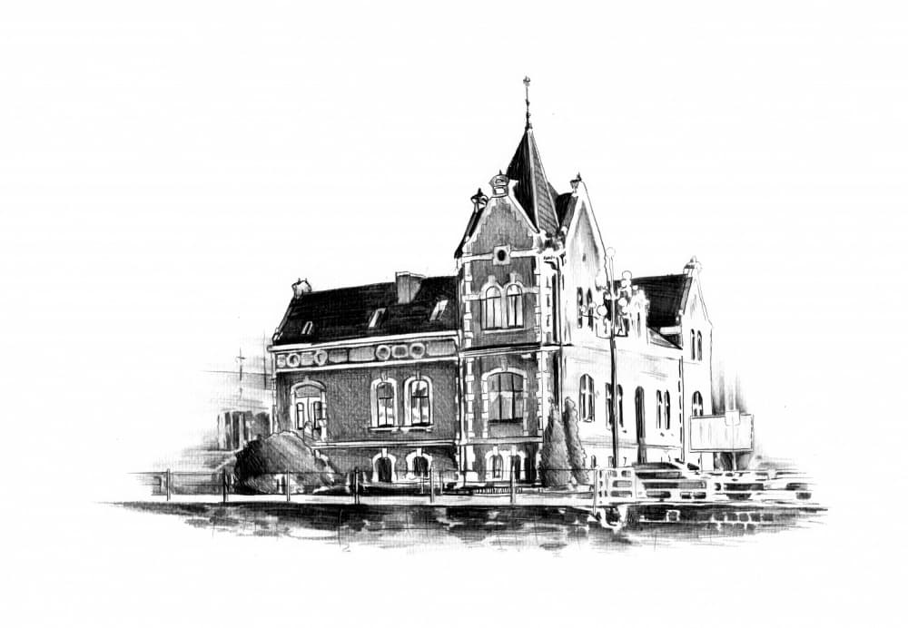 Elegant Mansion Sketch by Kulik — canvas wall art