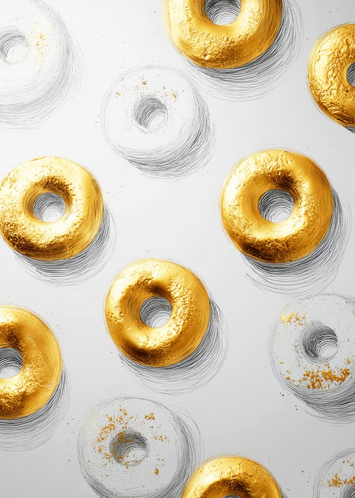 Golden White Rings by Justyna Jaszke — canvas wall art