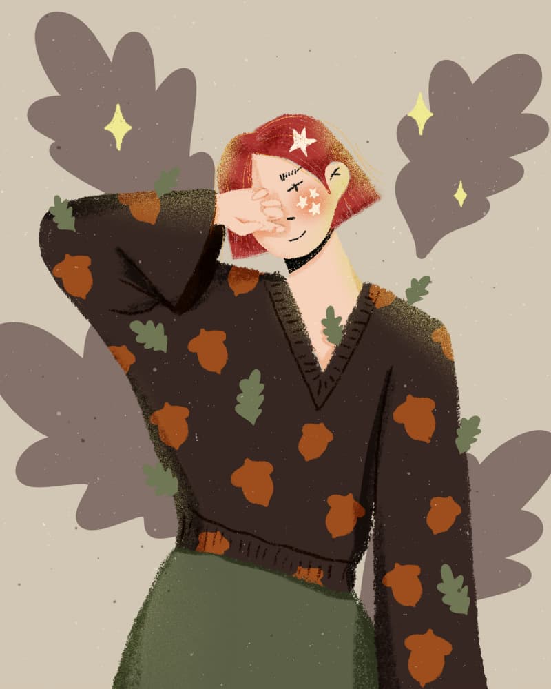 Cozy Autumn Girl by Zove Ahhh — canvas wall art