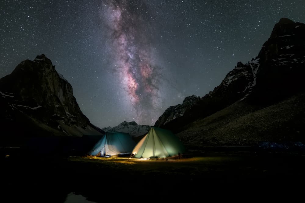 Galactic Mountain Camp by swapnil deshpande — canvas wall art