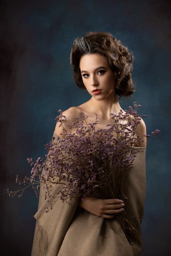 Elegant Woman With Flowers by Mihai Bogdan R — canvas wall art