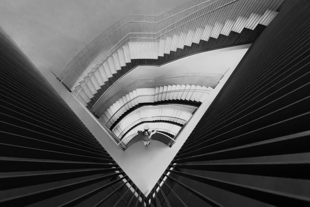 Geometric Staircase View by Leah Xu — canvas wall art