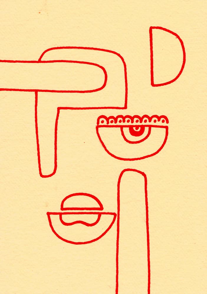 Red Line Abstract Face by Santhosh ch — canvas wall art