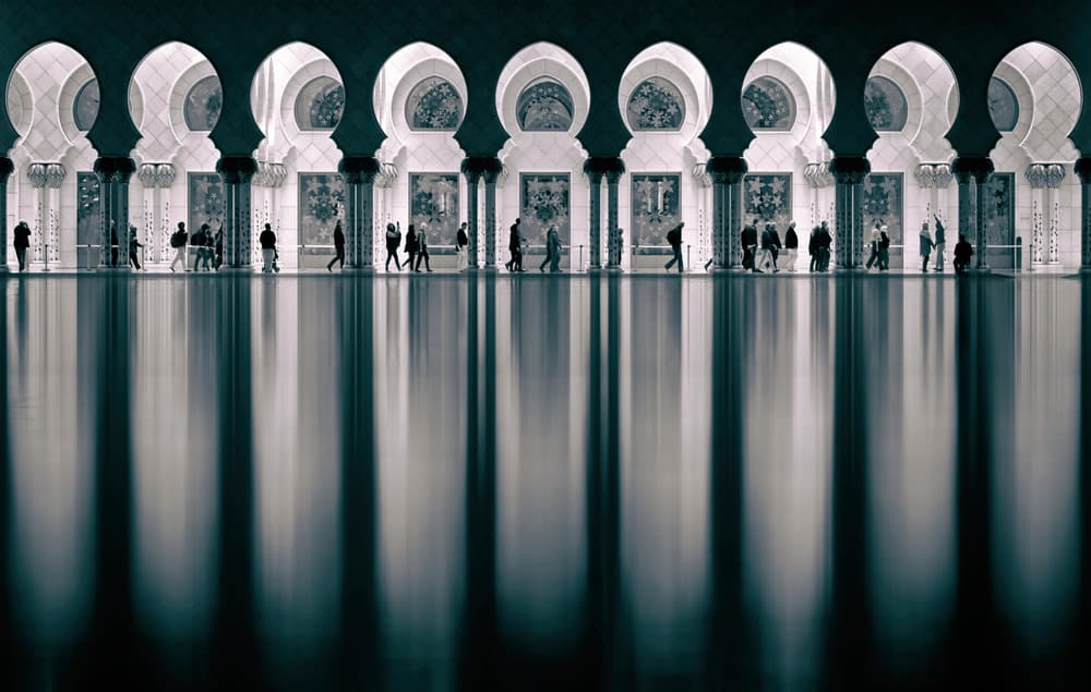 Grand Mosque Reflections by Hans-Wolfgang Hawerkamp — canvas wall art