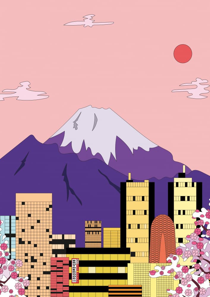 Mount Fuji City Sakura by Will Da Costa — canvas wall art