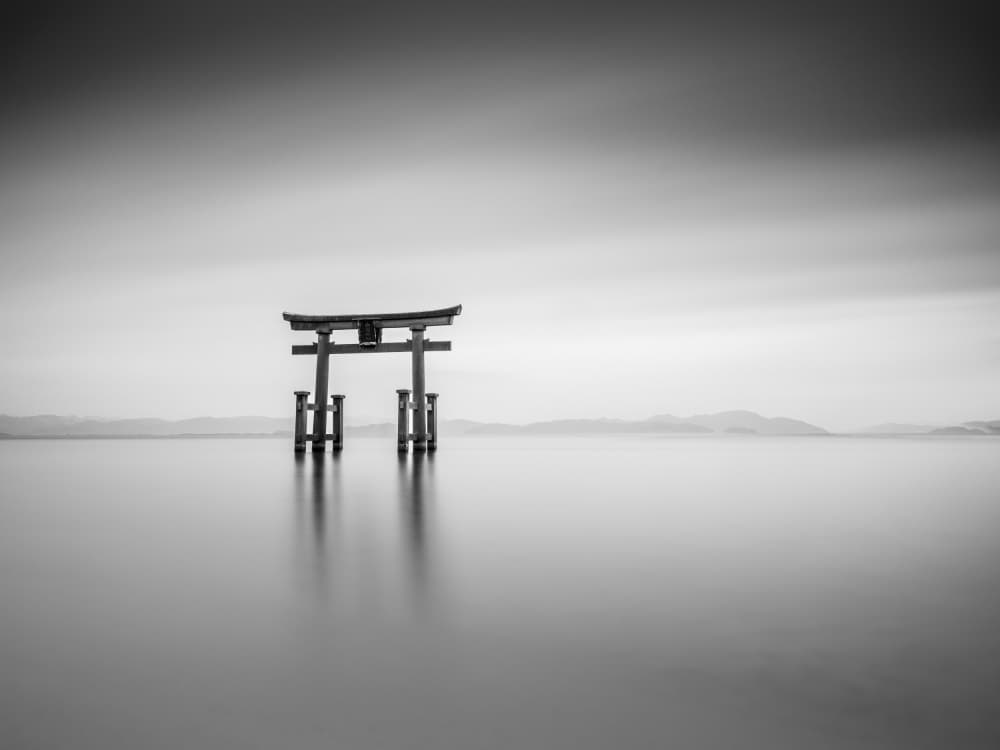 Serene Lake Torii Gate by Robert Bolton — canvas wall art