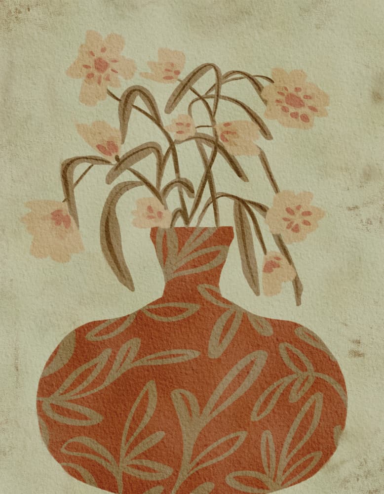 Terracotta Vase Blossoms by Nikita Jariwala — canvas wall art